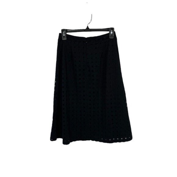 Halogen Black A Line Midi Skirt Textured Pleated Flowy Chic Office Casual 2 - Picture 3 of 6